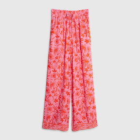 Pink Palm Printed Beach Trousers