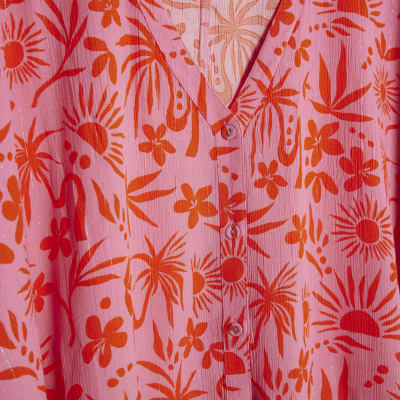 Pink Palm Tree Printed Blouse