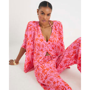 Pink Palm Tree Printed Blouse