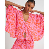 Pink Palm Tree Printed Blouse