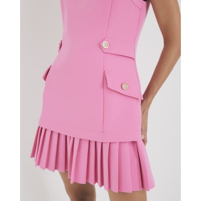 Pink Pleated Hybrid Mini Dress