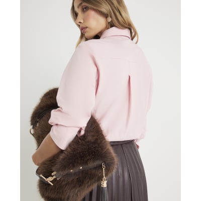 Pink poplin shirt with neck Tie