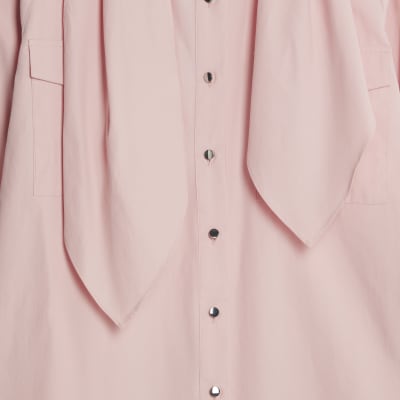Pink poplin shirt with neck Tie