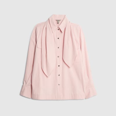 Pink poplin shirt with neck Tie