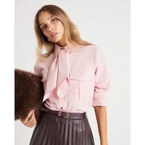 Pink poplin shirt with neck Tie
