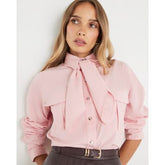 Pink poplin shirt with neck Tie