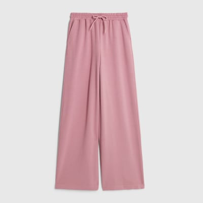 Pink Premium Drawstring Wide Leg Joggers