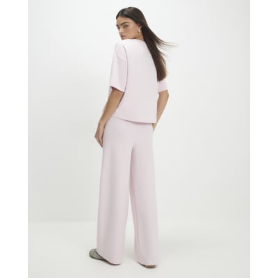 Pink Premium Drawstring Wide Leg Joggers