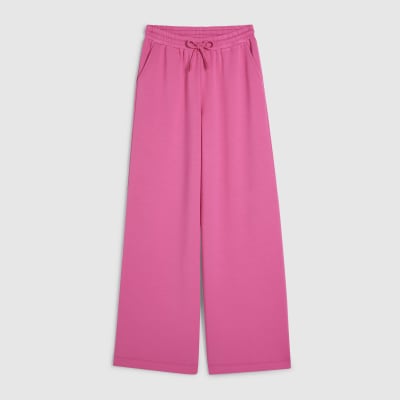 Pink Premium Drawstring Wide Leg Joggers