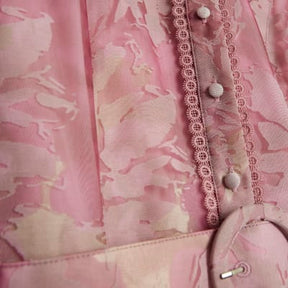 Pink Premium Floral Belted Mini Dress