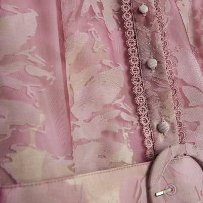 Pink Premium Floral Belted Mini Dress