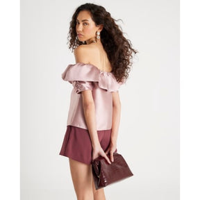 Pink Premium Frill Detail Bardot Top