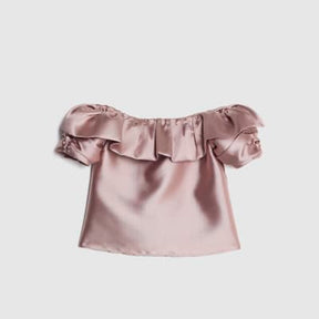 Pink Premium Frill Detail Bardot Top