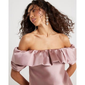 Pink Premium Frill Detail Bardot Top