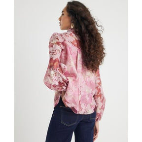 Pink Premium Sheer Floral Print Shirt