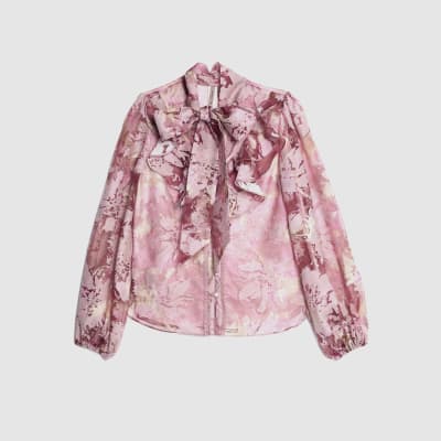 Pink Premium Sheer Floral Print Shirt