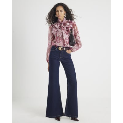 Pink Premium Sheer Floral Print Shirt