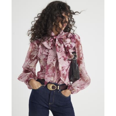 Pink Premium Sheer Floral Print Shirt