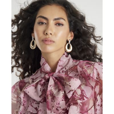 Pink Premium Sheer Floral Print Shirt