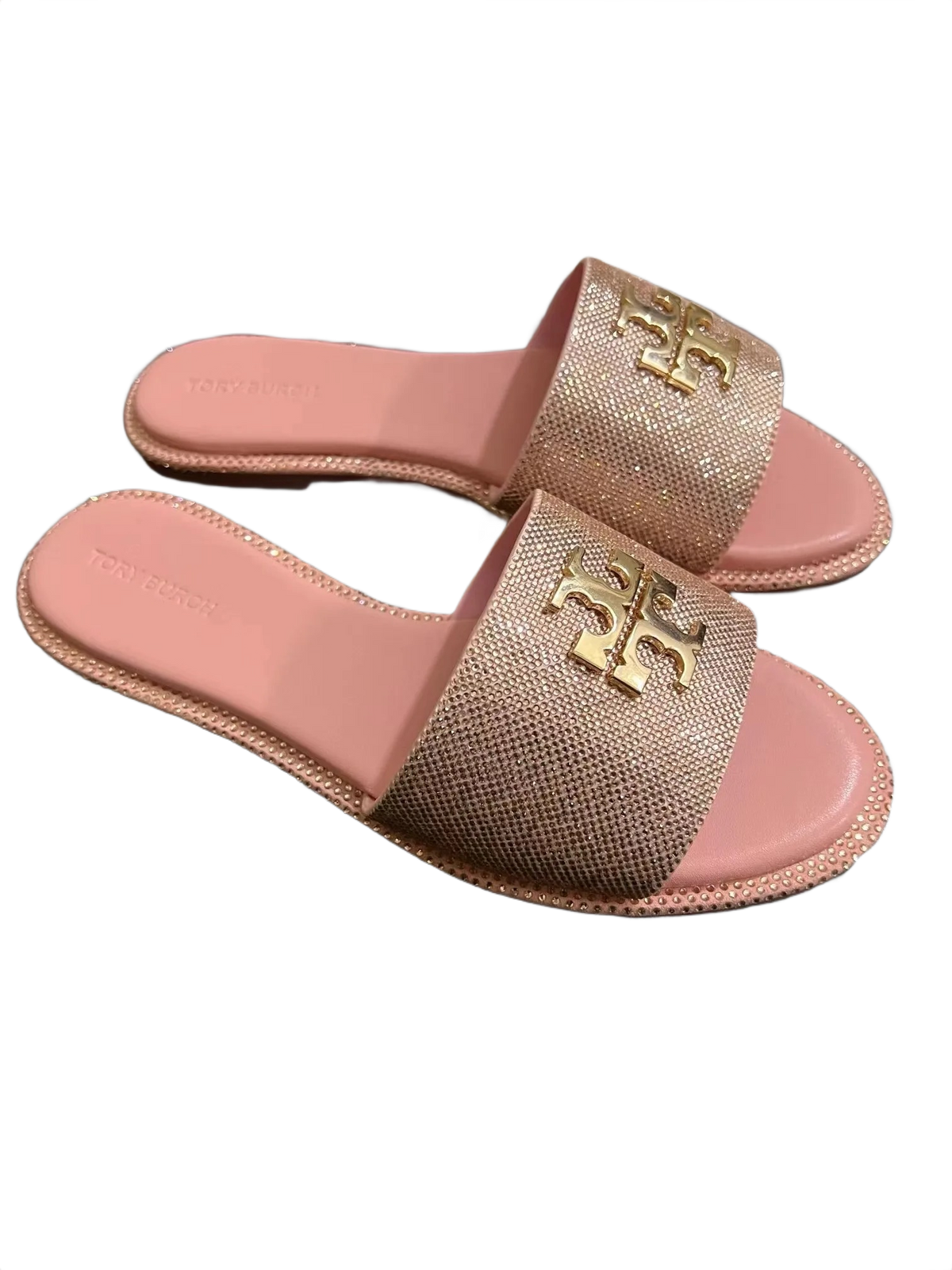 Tory Burch Luxury Pink Slippers with Diamond Accent