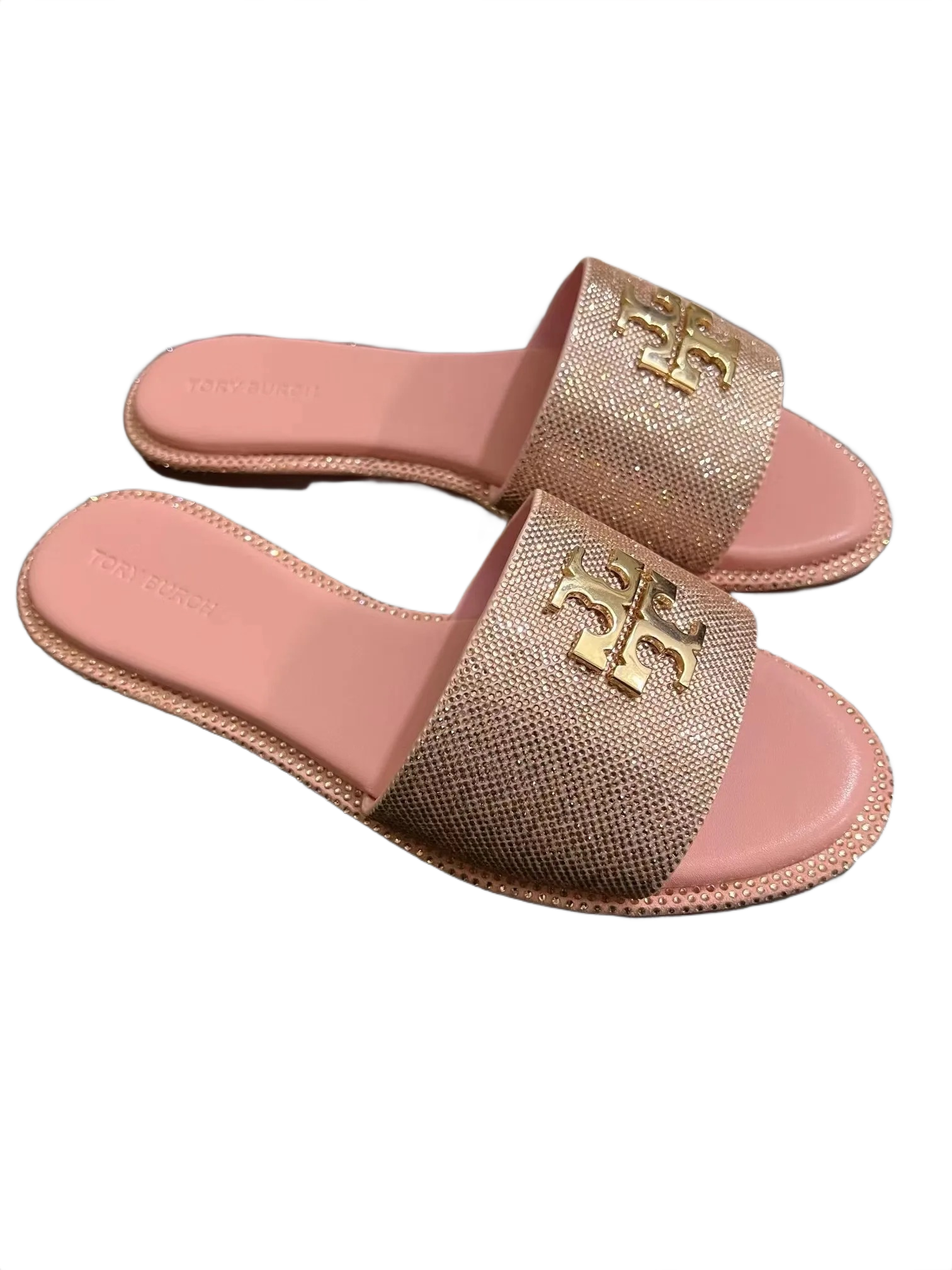 Tory Burch Luxury Pink Slippers with Diamond Accent