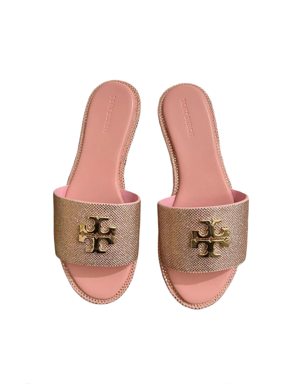 Tory Burch Luxury Pink Slippers with Diamond Accent