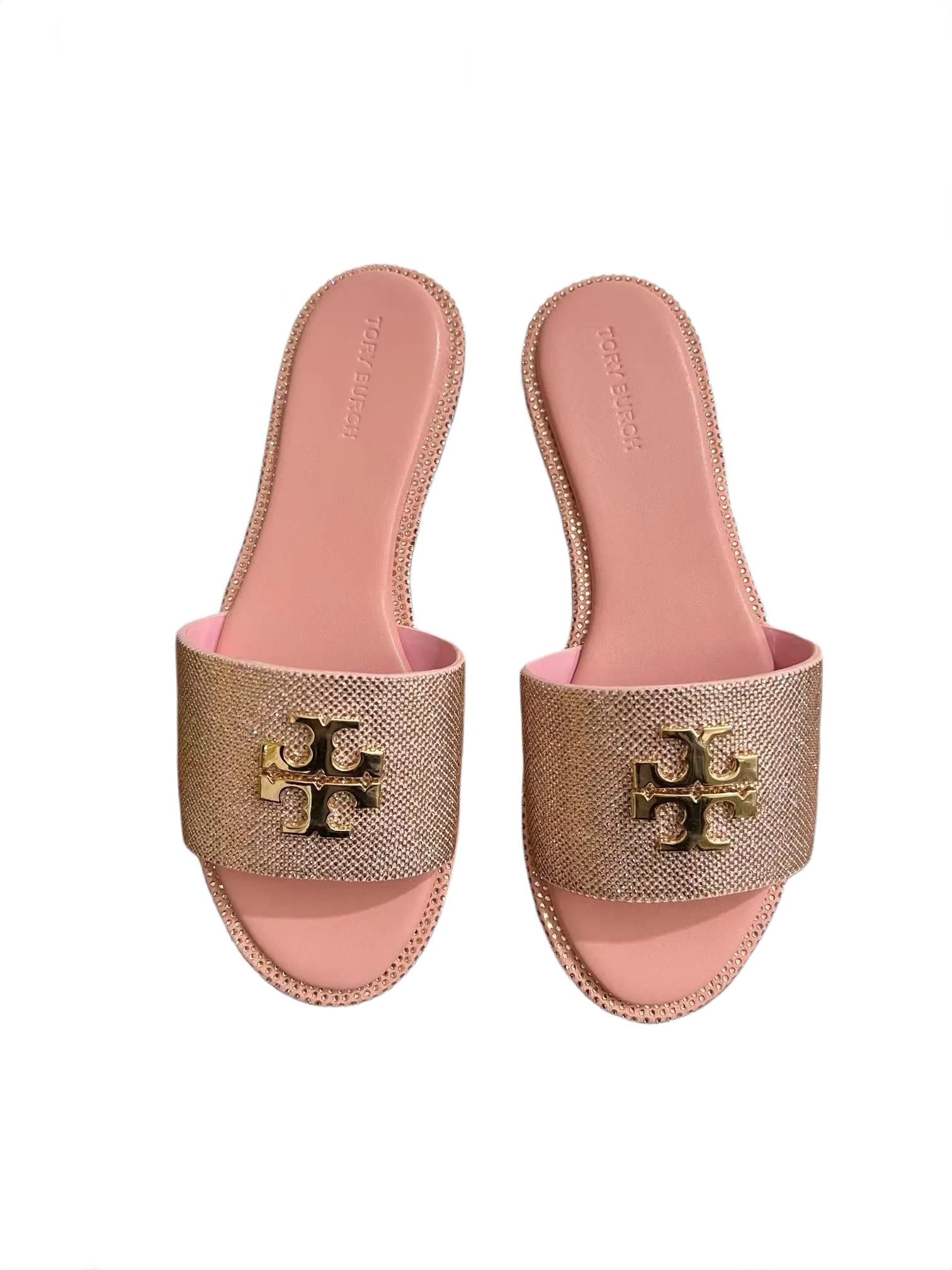 Tory Burch Luxury Pink Slippers with Diamond Accent