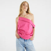 Pink Satin One Shoulder Top