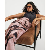Pink Satin Printed Cowl Neck Slip Dress