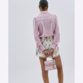 Pink Scallop Detail Chiffon Shirt