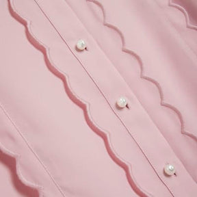 Pink Scallop Detail Chiffon Shirt