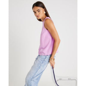 Pink Scallop Trim Tank Top