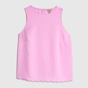 Pink Scallop Trim Tank Top