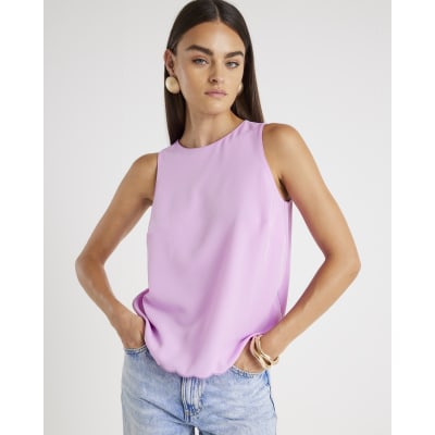 Pink Scallop Trim Tank Top