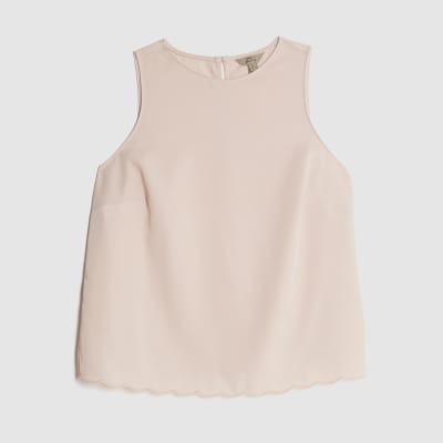 Pink Scallop Trim Tank Top