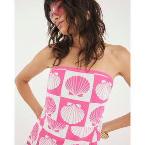 Pink Shell Print Beach Playsuit