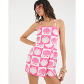 Pink Shell Print Beach Playsuit