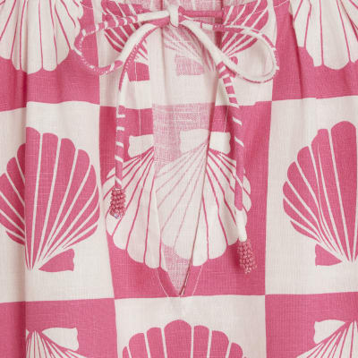 Pink Shell Print Beach Top