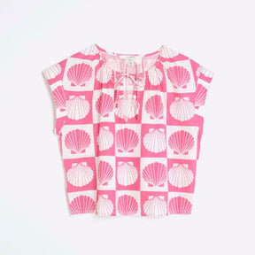 Pink Shell Print Beach Top