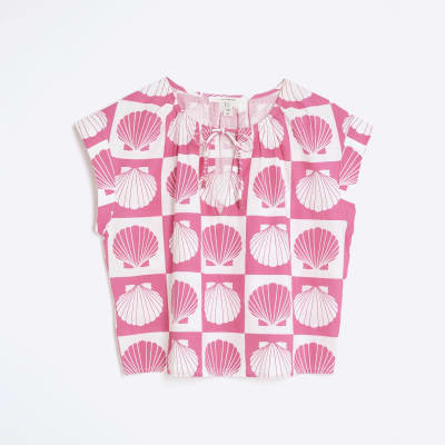 Pink Shell Print Beach Top