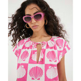 Pink Shell Print Beach Top