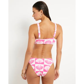 Pink Shell Print Textured Bikini Bottoms
