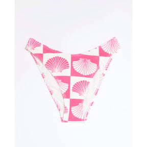 Pink Shell Print Textured Bikini Bottoms