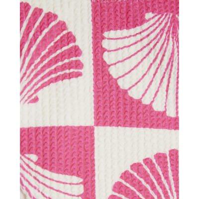 Pink Shell Print Textured Bikini Bottoms
