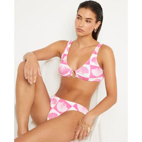Pink Shell Print Textured Bikini Bottoms