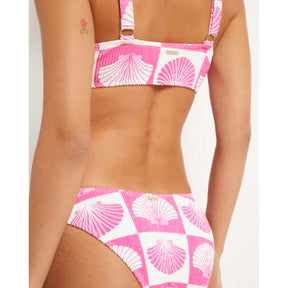 Pink Shell Print Textured Cami Bikini Top