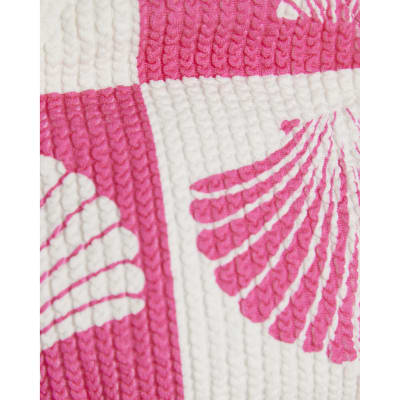 Pink Shell Print Textured Cami Bikini Top