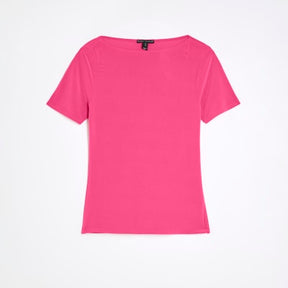 Pink Short Sleeve Boat Neck T-shirt