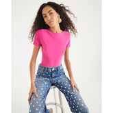 Pink Short Sleeve Boat Neck T-shirt