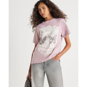 Pink Short Sleeve Diamante Skull T-shirt